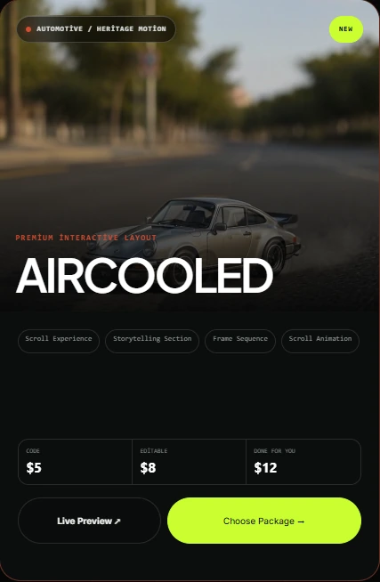 AIRCOOLED automotive storytelling layout