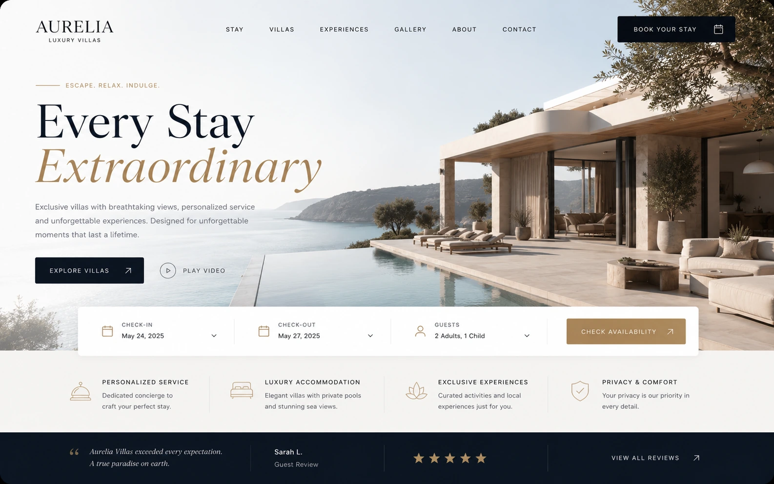 Luxury villa booking website