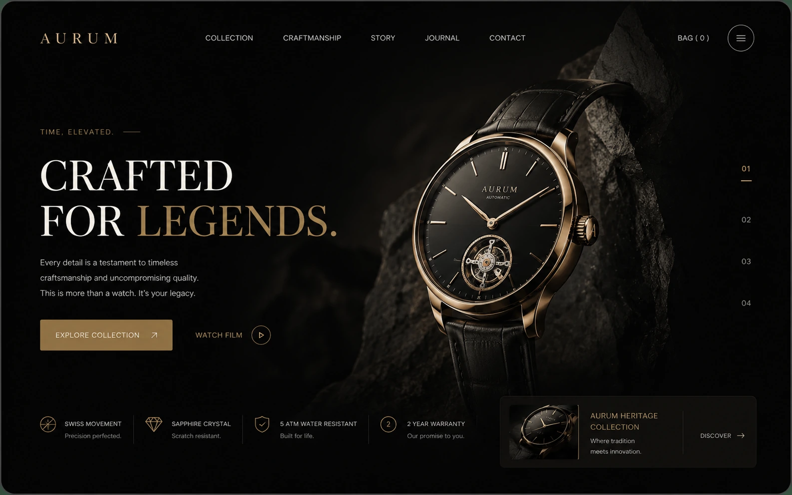 Luxury watch website section